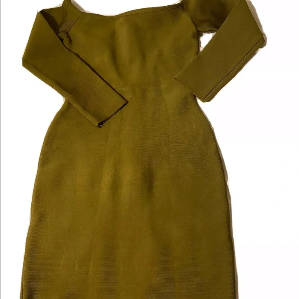 *Hot Miami Style Olive Bandage Long Sleeve Bodycon Dress , Size: Small - Picture 4 of 5